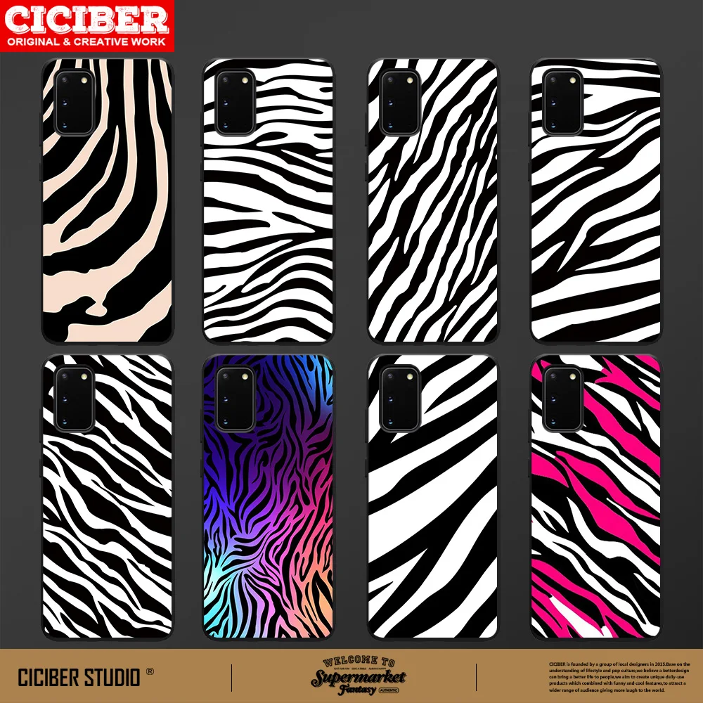 

Zebra stripes Case For Samsung A51 A71 S21 A52 A72 A32 A50 A70 S20 S10 S9 Ultra Puls Note 20 10 Plus Black Cover Fundas Coque