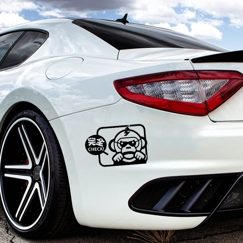 

16*11.8cm MONKEY CHECK JDM Vinyl Decal Sticker Funny Car Window Bumper Novelty JDM Drift Vinyl Decal Sticker