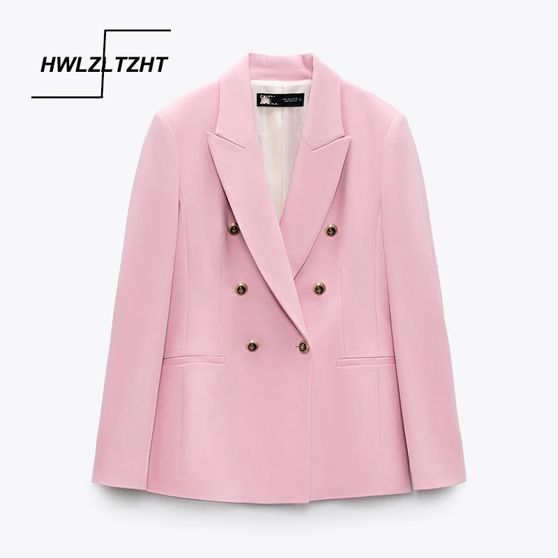 

Женский офисный Блейзер HWLZLTZHT, розовый пиджак с длинным рукавом, элегантный жакет, винтажный двубортный блейзер для женщин на осень 2021
