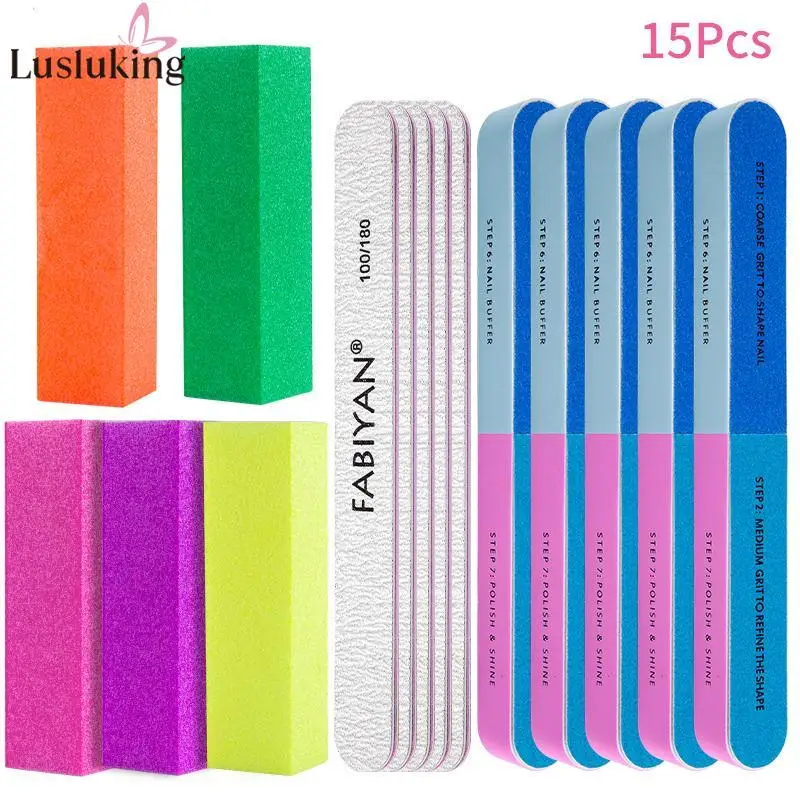 18Pcs/Set Nail Art Sanding Sponge Buffer Block Fingernail Grinding Polishing Nail Files Manicure Pedicure Tools DIY Care Kit