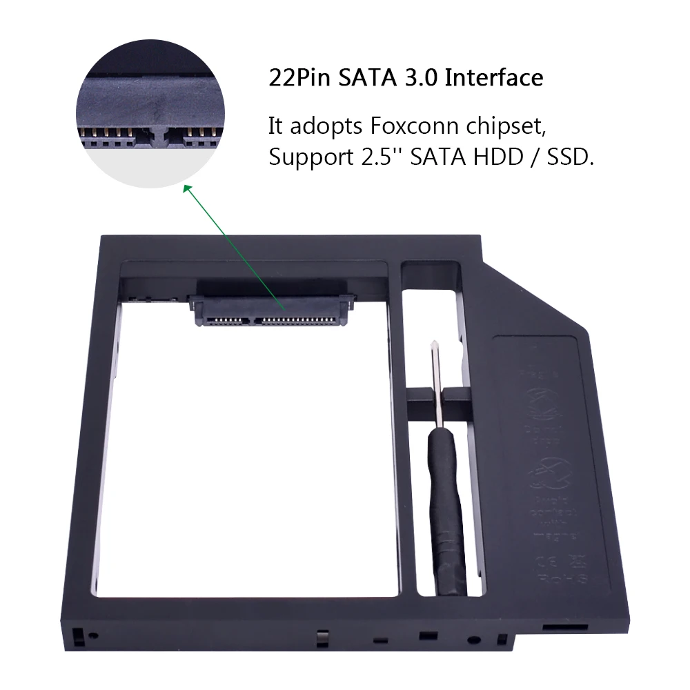 CHIPAL пластик Универсальный SATA 3 0 2nd HDD Caddy 12 7 мм для 2 5 'ƈ ТБ жесткий диск SSD корпус