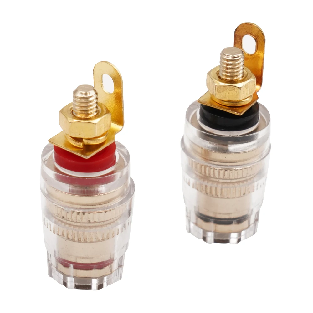 2 шт. 25 а латунь прозрачный 520 аудио кристалл все медные позолоченные 4 мм клеммы M4