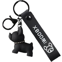 french bulldog keychain pu leather dog xmas animal keychains for women bag pendant jewelry car key ring key chain lobster clasp