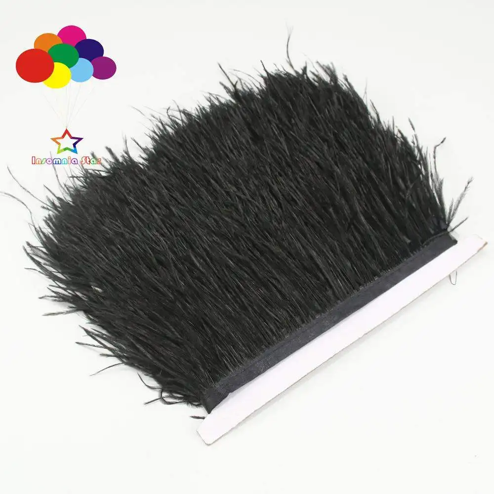 Натуральные 8 10 см (3 4 дюйма) окрашенные Страусиные волосы черного цвета для