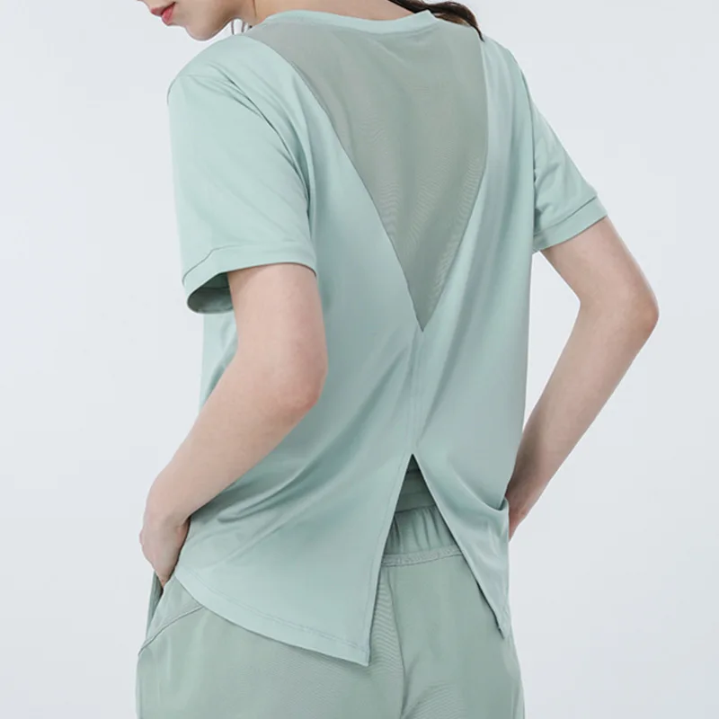 Летняя новая сетчатая дышащая быстросохнущая футболка для бега с коротким