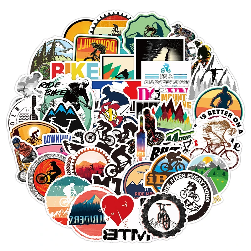 

50Pcs Mountain Bike Stickers Waterproof Outdoor MTB Bicycle Sticker Cool For DIY Laptop PC Phone Skateboard Luggage