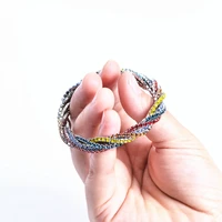 elastic crystal bracelet wristband colorful jewelry 5 row fashion rhinestone accessories for girls coruixi b4887