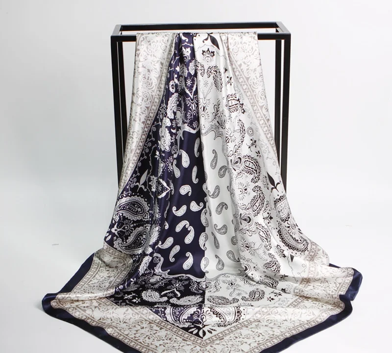 Foulard en soie mode Satin châle écharpes grande taille 90*90cm carré cheveux/tête foulards femmes bandana |