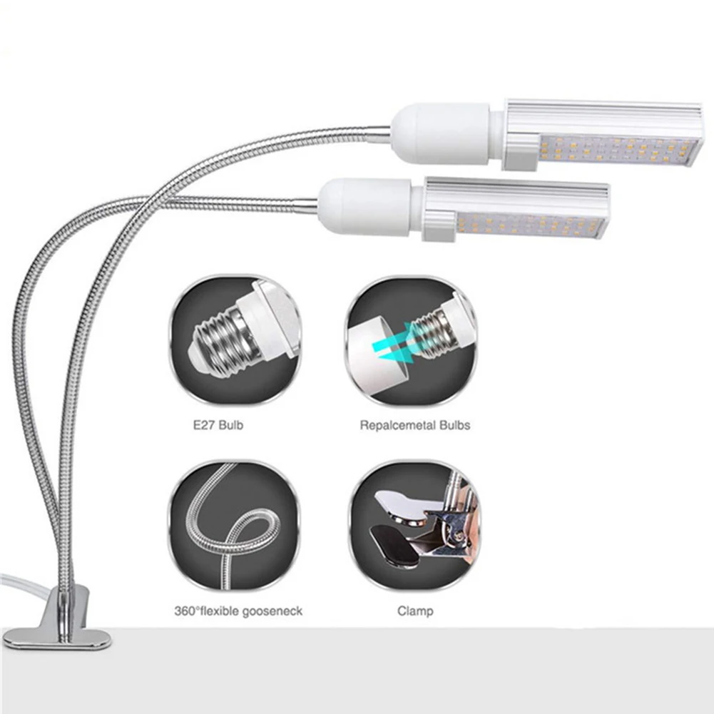 

E27 45W 5 Brightness Settings 132pcs LED Clip On Plant Grow Light Full With Timer Indoor Outdoor Adjustable Gooseneck