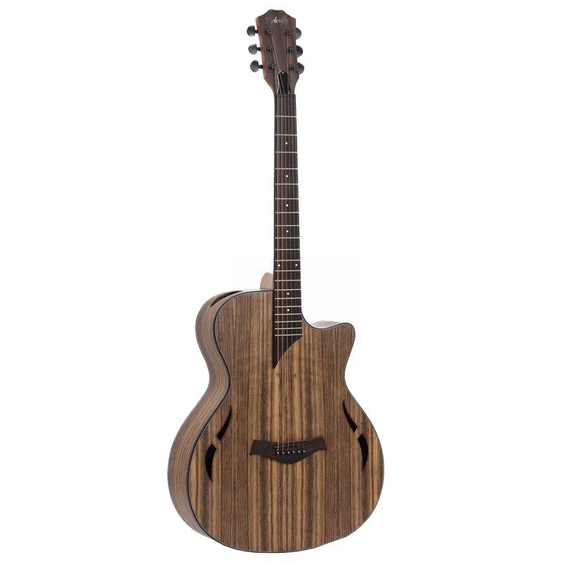 hickory holz körper elektrische akustische gitarre 40 inch 6 saiten folk gitarre mit einzigartigen sound loch doppel f loch gitarre pickup fr