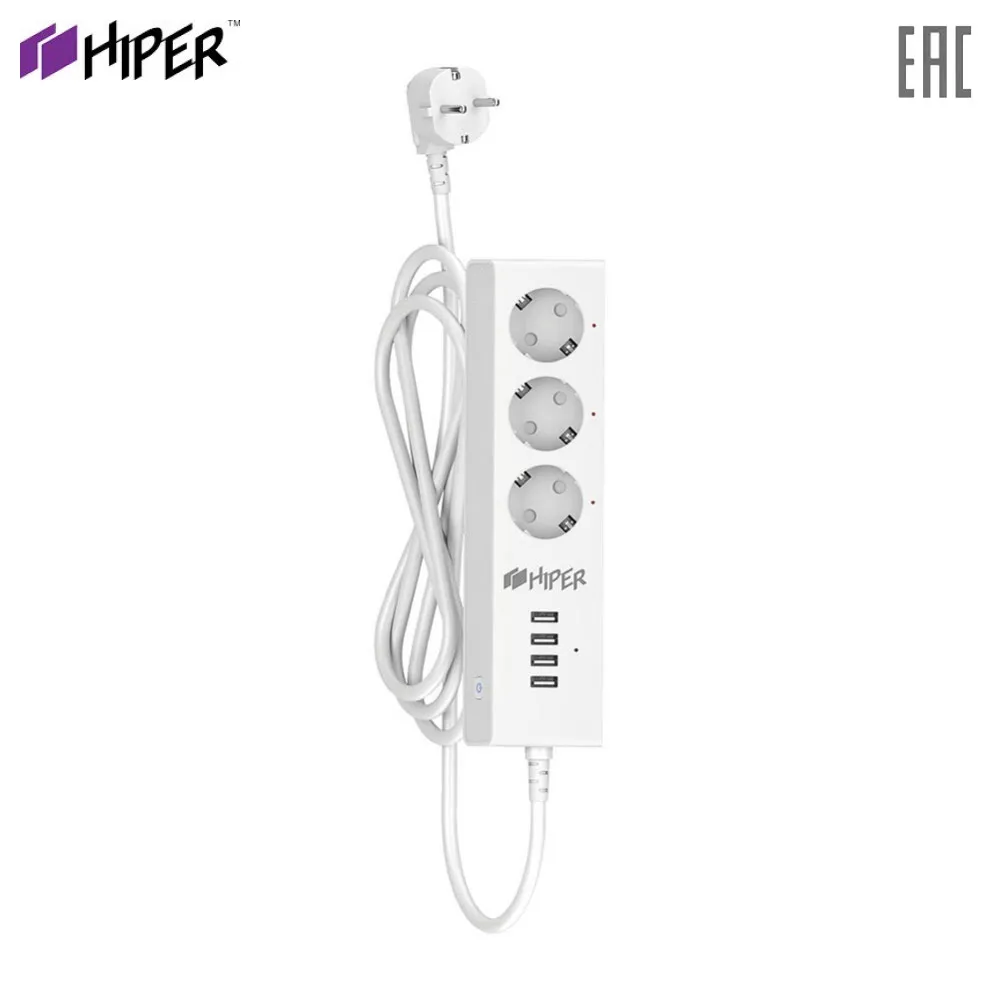 Умный сетевой фильтр HIPER IoT PS34 3 розетки 4хUSB порта|Сетевые шнуры и удлинители| |