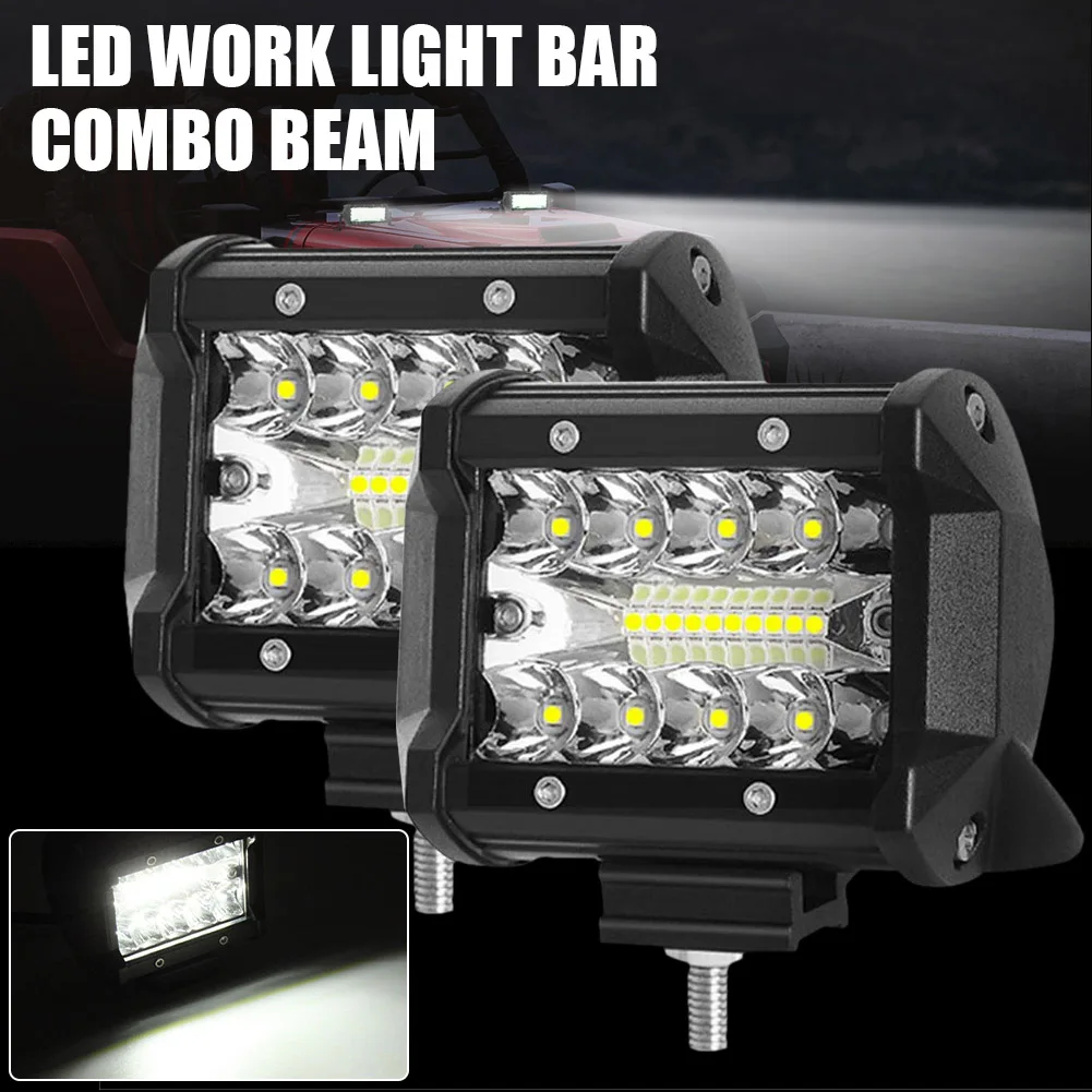 

2pc 4 Inch LED Work Light Bar for Off Road Truck 4x4 Atv Boat Car Bar LED Headlights 6000LM Spot Light 200W Driving Fog Light