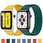 Ремешок кожаный для Apple watch band 44 мм 40 мм, магнитный браслет для iWatch band 41 мм 45 мм, apple watch 3 4 5 se 6 7 41 45 мм