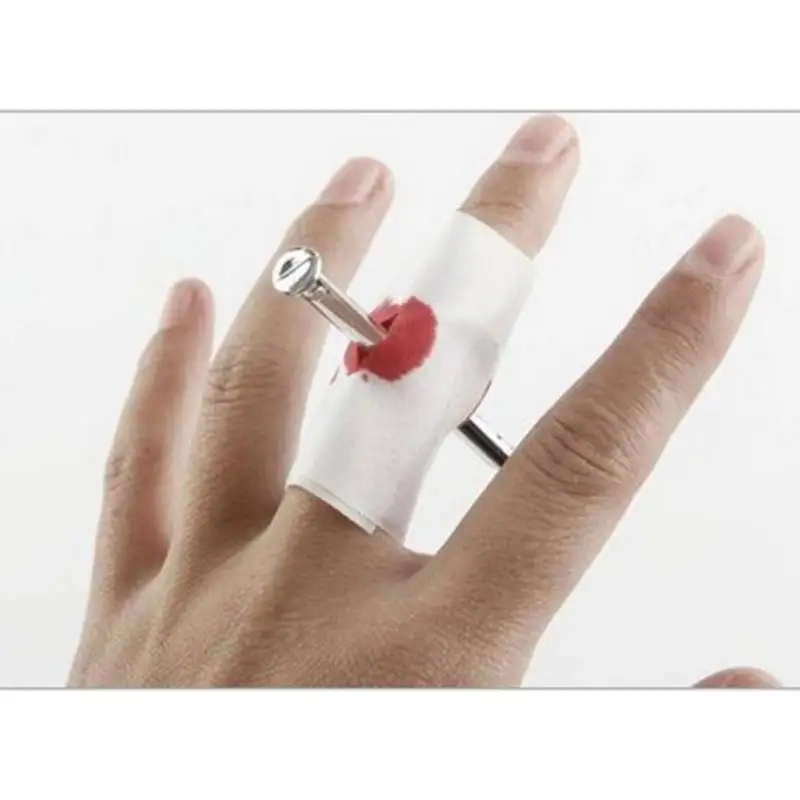 5pcs Nail Through Finger With Bandage Fake Bloody Novelty Fancy Dress Prank Party Thru Thumb Gauze Halloween | Игрушки и хобби