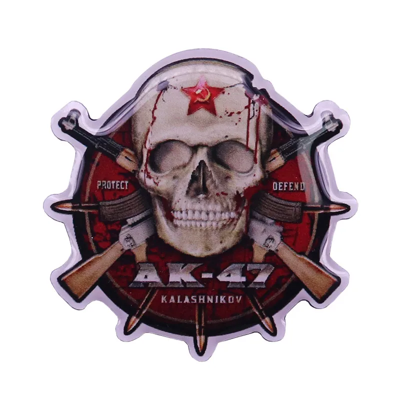 Фото Значок на булавке для защиты Калашникова советский СССР АК47 Красный Череп