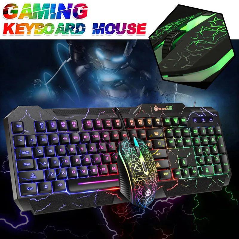 

Новая игровая клавиатура с 104 клавишами, игровая мышь, механические ощущения светодиодный светодиодная подсветка, геймерские клавиатуры, USB...