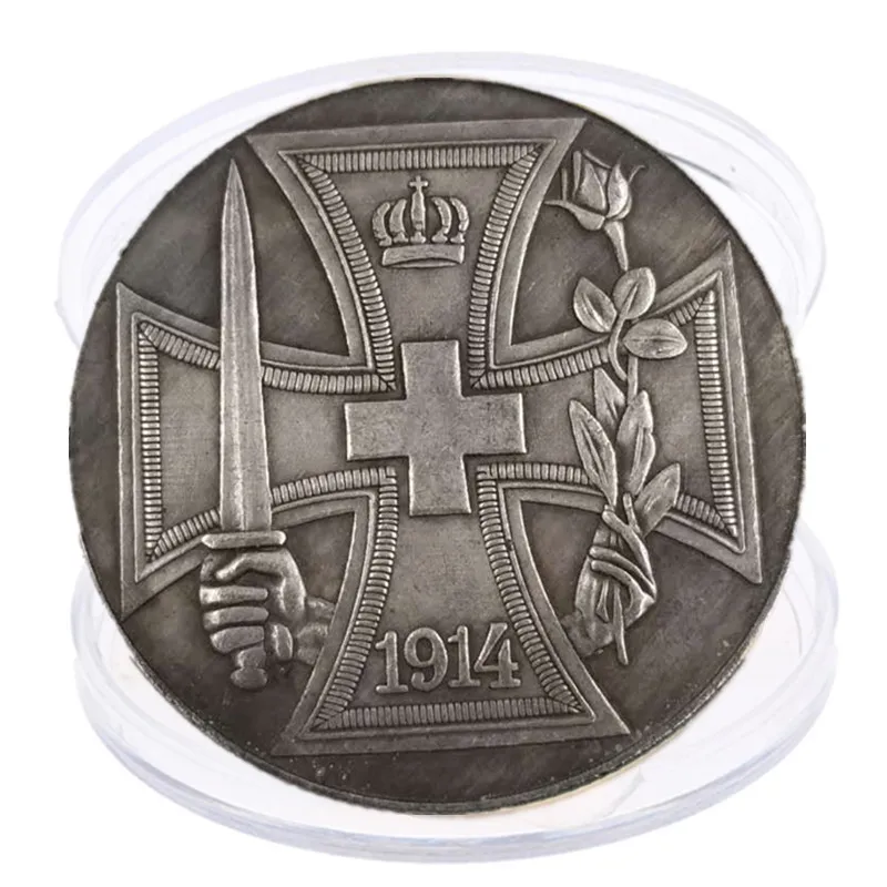 1914 Пособия по немецкому языку памятная монета антикварная ручная работа