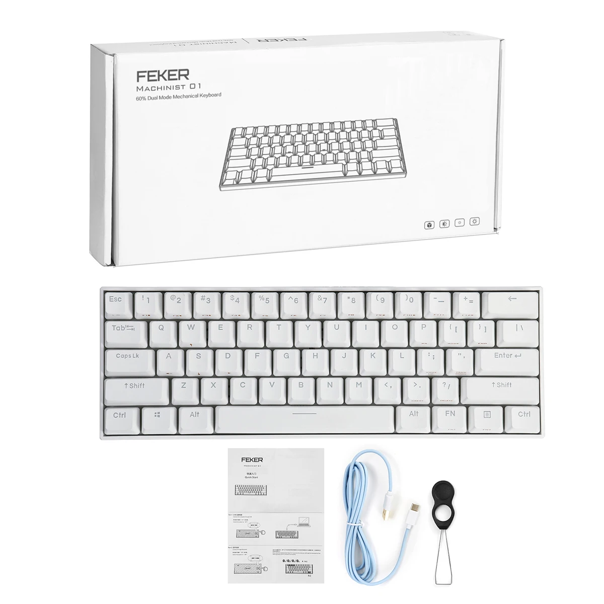 

Brand NEW FEKER Mini Portable Wireless bluetooth 5.0 Type-C 60% Mechanical Keyboard RGB PBT Keycaps Gaming Keyboard