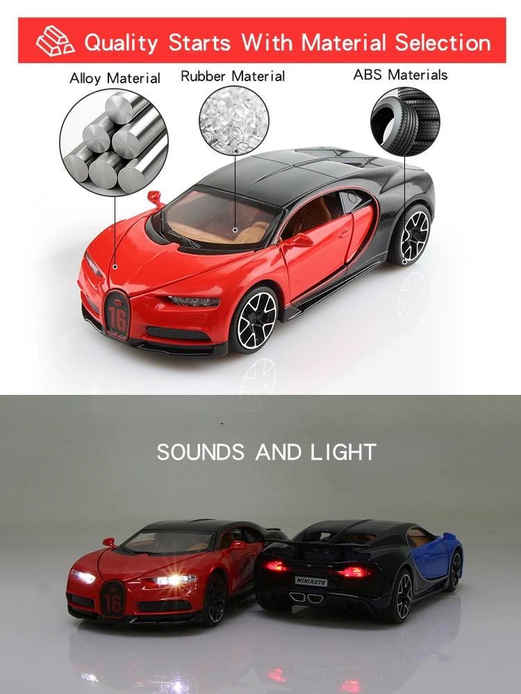 Коллекционная модель миниавто игрушки для детей Bugatti Chiron суперпорты имитация