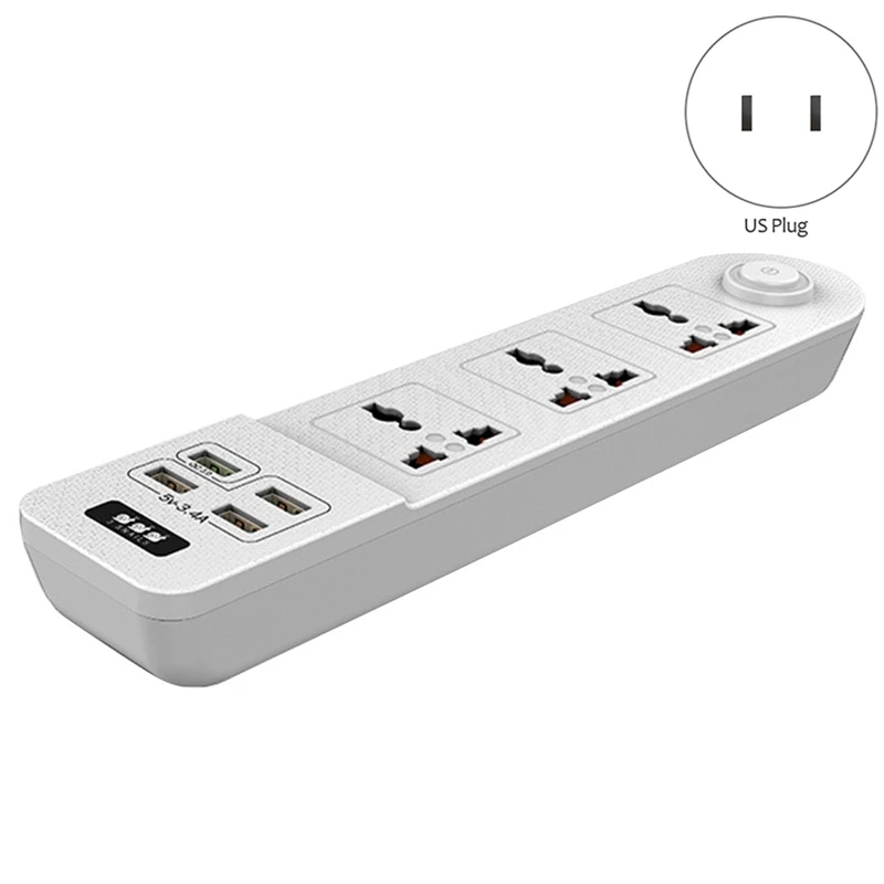 Multi-Function Power Strip Expander 3 Sockets 4 Smart USB Flame-Retardant Square Home | Обустройство дома