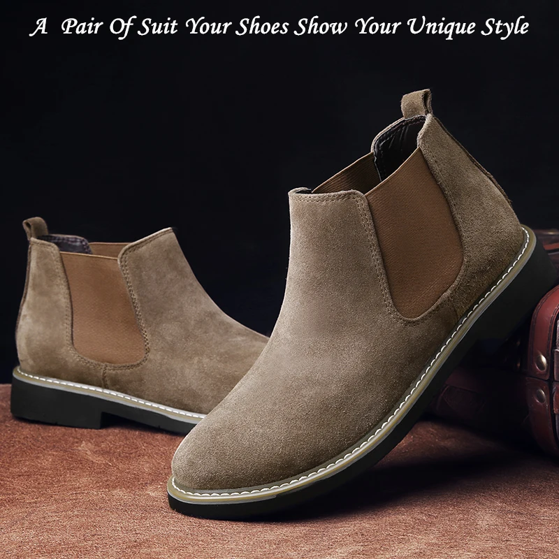 Новинка Обувь Челси Кожаная мужская обувь Ботинки Мужские Ботильоны Модные