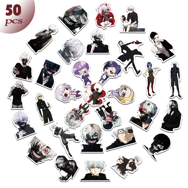 

50Pcs Tokyo Ghoul Graffiti Anime Stickers Waterproof Notebook Guitar Motorcycle Helmet Cartoon Decals Child Toy Christmas Gift