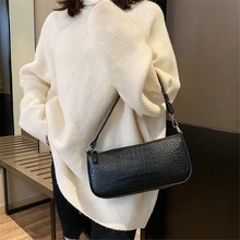 Retro Alligator Pattern Female Handbags Short Strap Shoulder Bags Phone Purse  Bag High Quality PU Leather Shoulder Bag