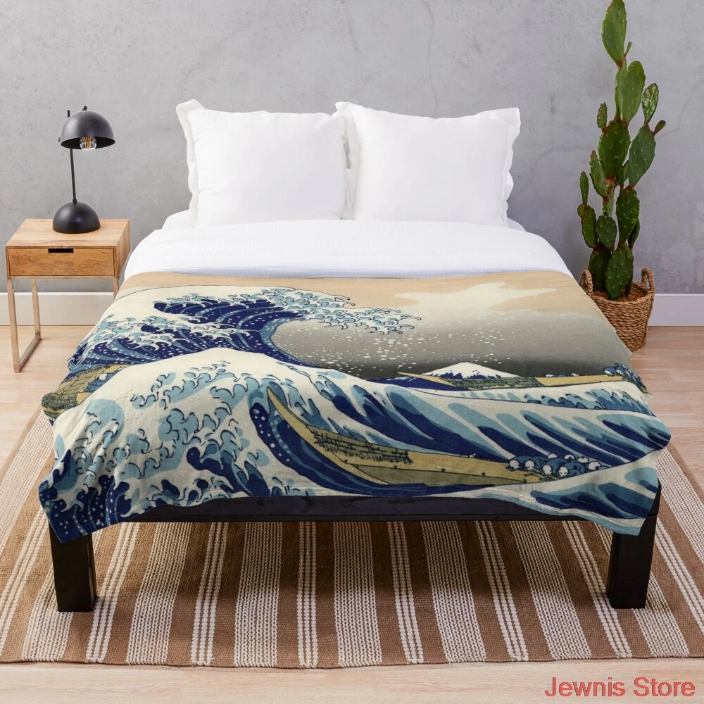 

Hokusai 1760 1849 Die Große Welle weg von Kanagawa Decke Schneeflocke Wolle Decke Korallen Fleece Bettdecke Decken Tragbare Deck