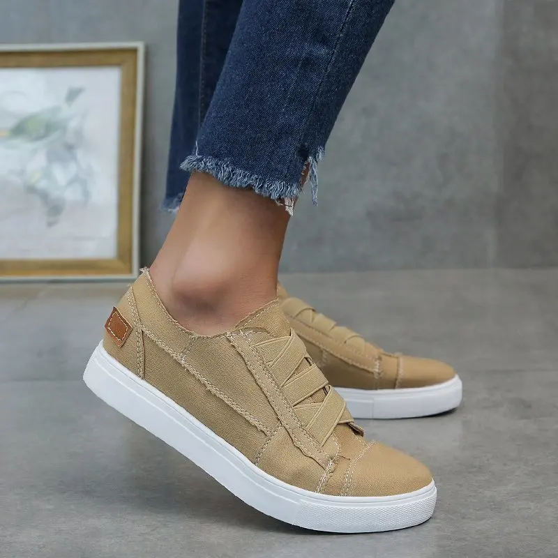 

2020 Fashionable Canvas Shoes Women Sneakers With 3 colors Denim Vulcanized Shoes Slip-on Elastic Casual Sneakers