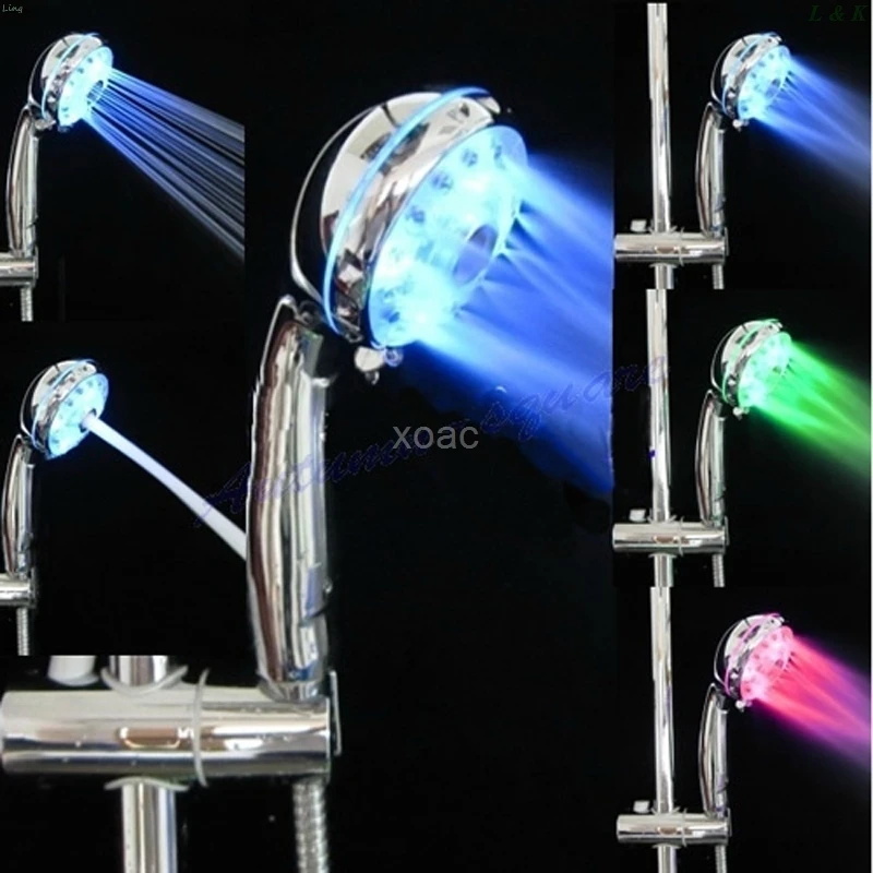 

Adjustable 3 Mode LED Light Shower Head Sprinkler Temperature Sensor Bathroom M04 dropship L29K