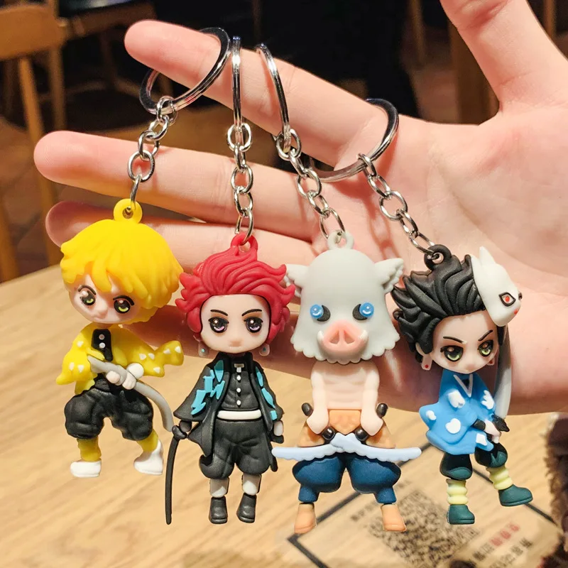 

Bandai Anime Demon Slayer keychain for car keys PVC Kimetsu no Yaiba Blade of Ghost Keychains Key Chain Keyring Jewelry