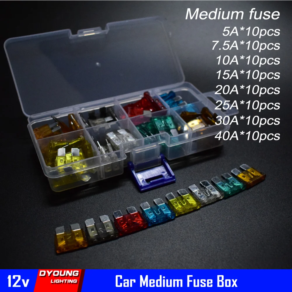 Fuse Box Medium Size 12V Auto Chip Assorted Type 10Pcs Each 5A 7.5A 10A 15A 20A 25A 30A 40AMP For Ford Focus | Автомобили и