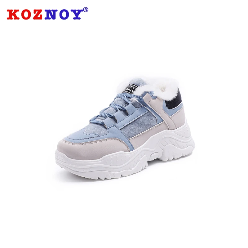 Koznoy/женские кроссовки Повседневные зимние плюшевые с мехом Сохраняющие тепло На