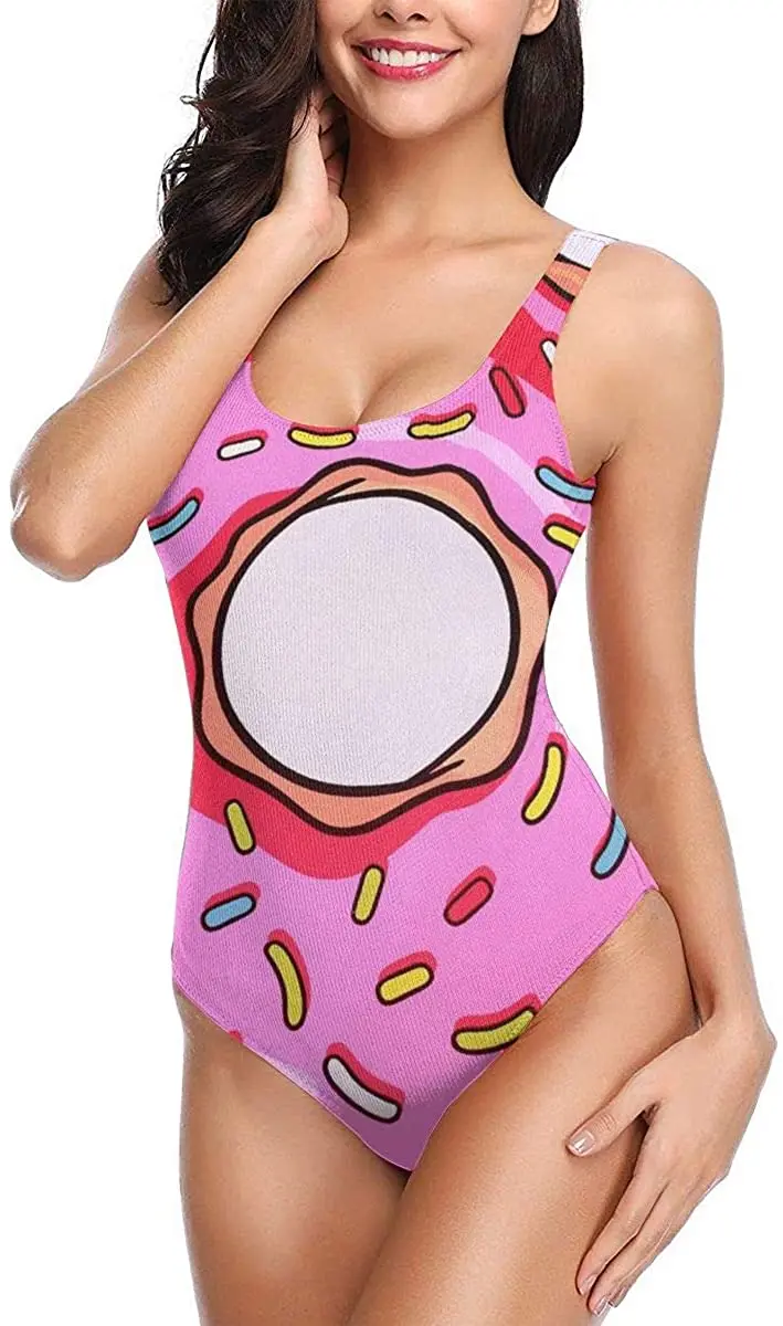 

Женские цельные купальники, Пончик, бикини с открытой спиной, сексуальные женские летние купальники для бассейна, купальный костюм