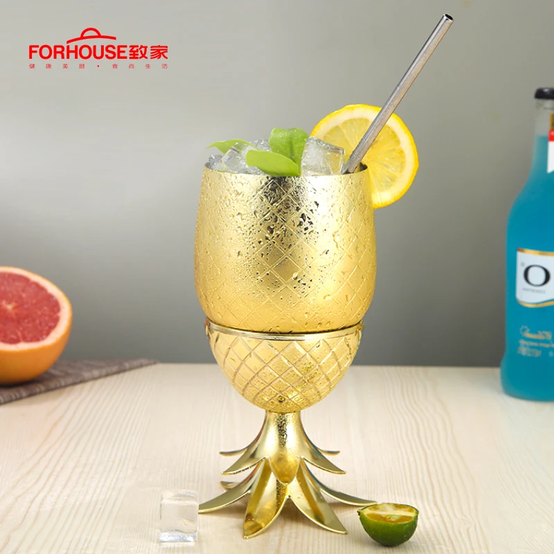 400 мл пивная чашка из нержавеющей стали кружки для улицы ананас Западный чай