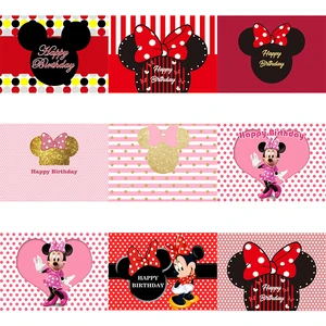 disney minnie birthday party background cloth interior decoration decoration photo wall decoration poster girl gift photo studio free global shipping