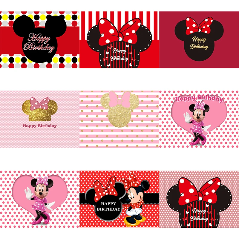 Pa&ntilde;o de Minnie de Disney para fiesta de cumplea&ntilde;os, decoraci&oacute;n Interior de pared con decoraci&oacute;n de retrato, p&oacute;ster, regalo para ni&ntilde;a, estudio fotogr&aacute;fico-0