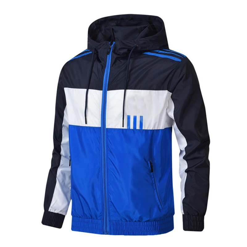 Ветровка мужская с капюшоном куртка-бомбер Повседневная Уличная спортивная