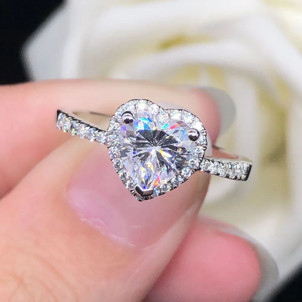

14K White Gold Promise Ring for Women 2CT Heart Shape Diamond Engagement Jewelry Confessions Gift to Girlfriend Love Ring