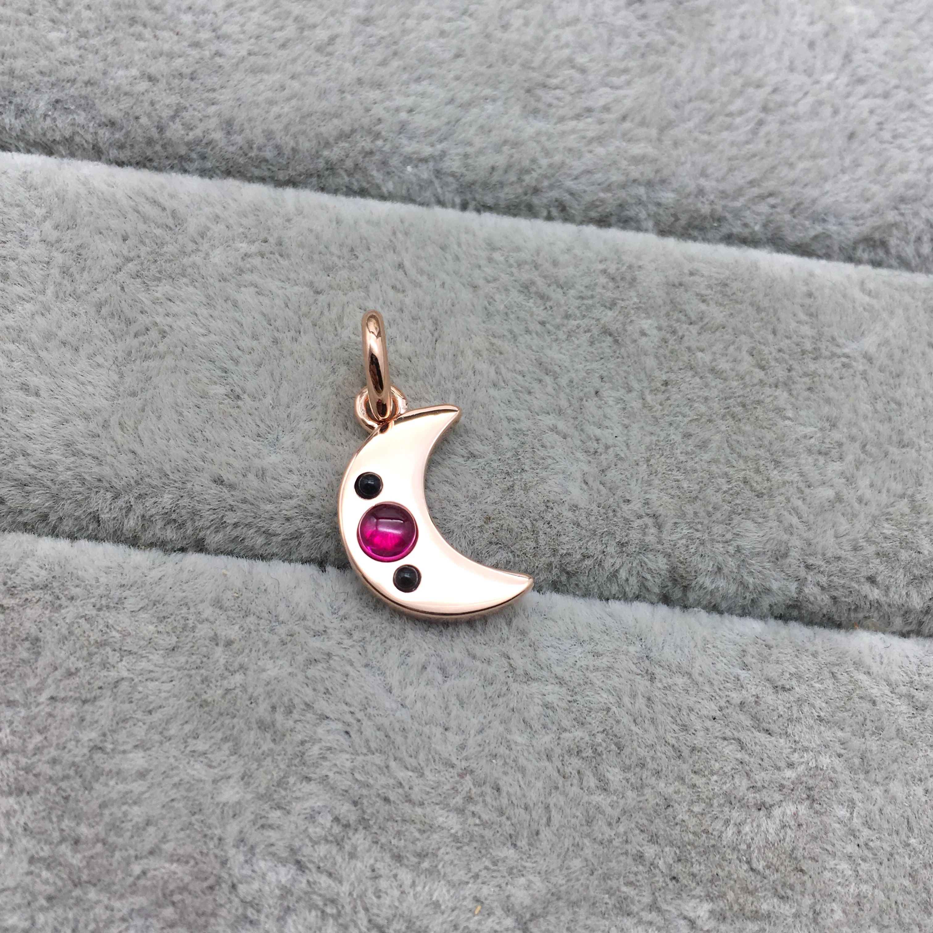 

1:1 925 Sterling Silver Custom Amethyst Rose Gold Moon Pendant