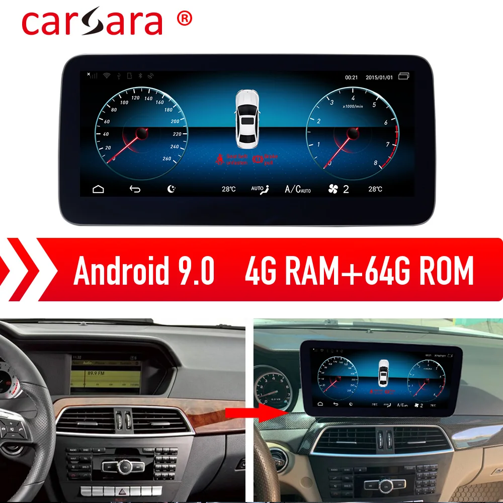 Mercedes C Class 11-14 W204 C250 Android 9,0 навигационный планшет с сенсорным экраном Поддержка 4G wifi