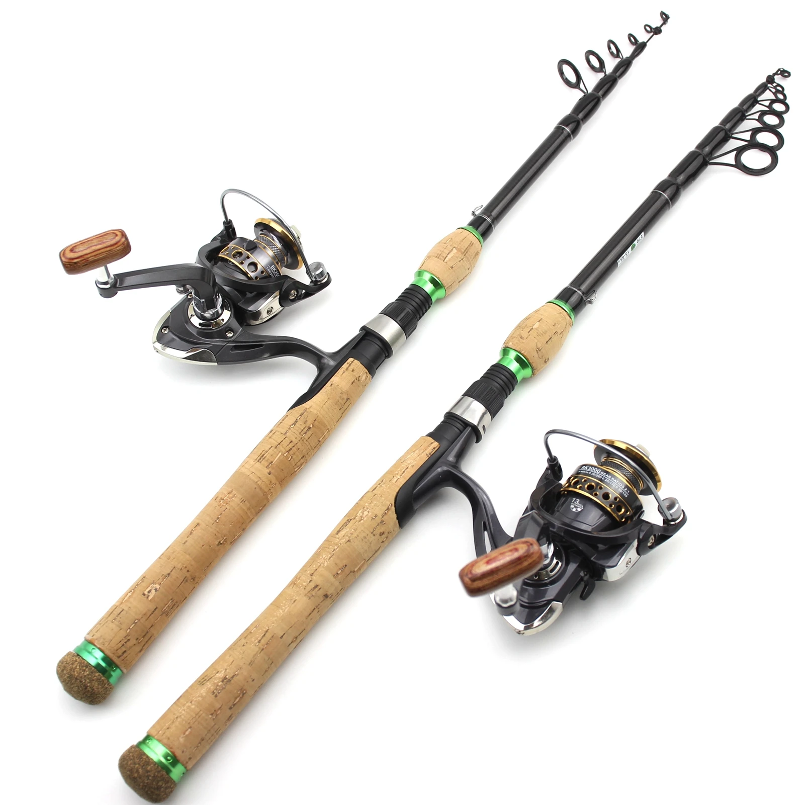 

High Quality Telescopic Fishing Rod and Reel Combos Carbon 1.8M2.1M2.4M2.7M Cork Handle Trout Carp Spinning Pole Tackle