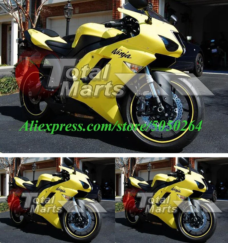 

Комплект обтекателей для велосипеда из АБС-пластика, 4 подарка, подходит для kawasaki Ninja ZX6R 636 2007 2008 07 08 6R, цвет желтый