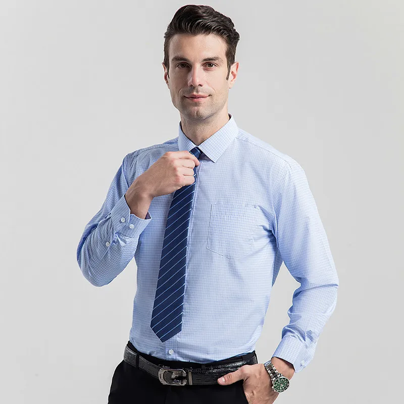 Мужская классическая рубашка в клетку Классическая Повседневная Формальная
