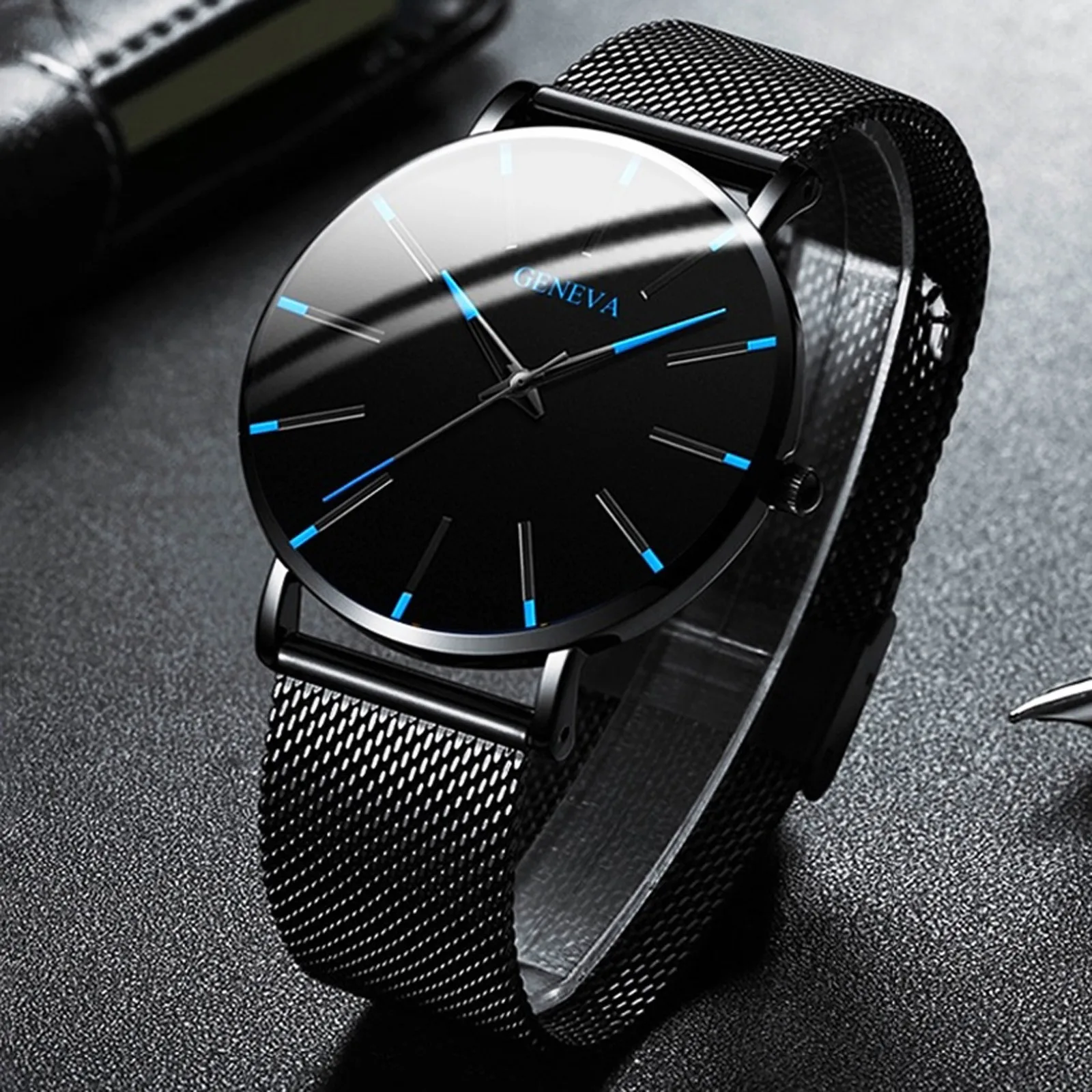 

Minimalist Men's Watch Fashion Stainless Steel Mesh Belt Quartz Watches For Men Luminou Wristwatches Men Watch Male montre homme