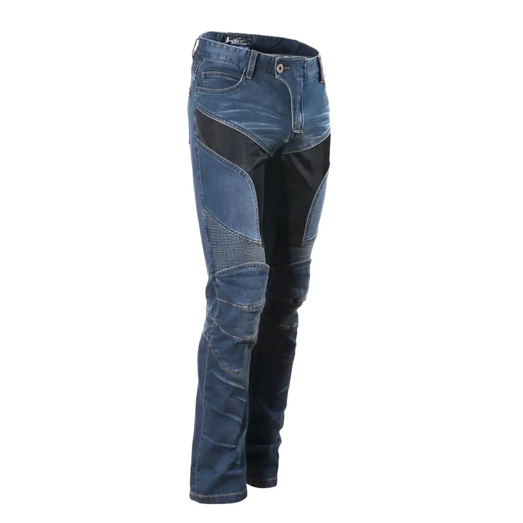 

Blue Motorcycle Racing Pants with Protection Pads Knee Protective Jeans XL