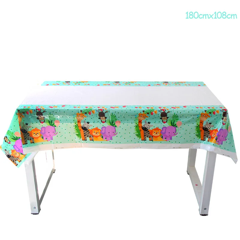Скатерть одноразовая для детей с изображением животных джунглей на тему