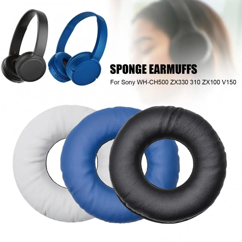 

1 Pair Faux Leather Earmuffs Earpads Headset Covers for Sony WH-CH500 ZX330 310