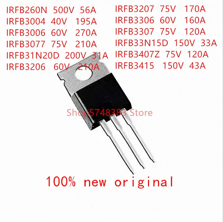 10 шт./лот IRFB260N IRFB3004 IRFB3006 IRFB3077 IRFB31N20D IRFB3206 IRFB3207 IRFB3306 IRFB3307 IRFB33N15D IRFB3407Z IRFB3415 TO220 |