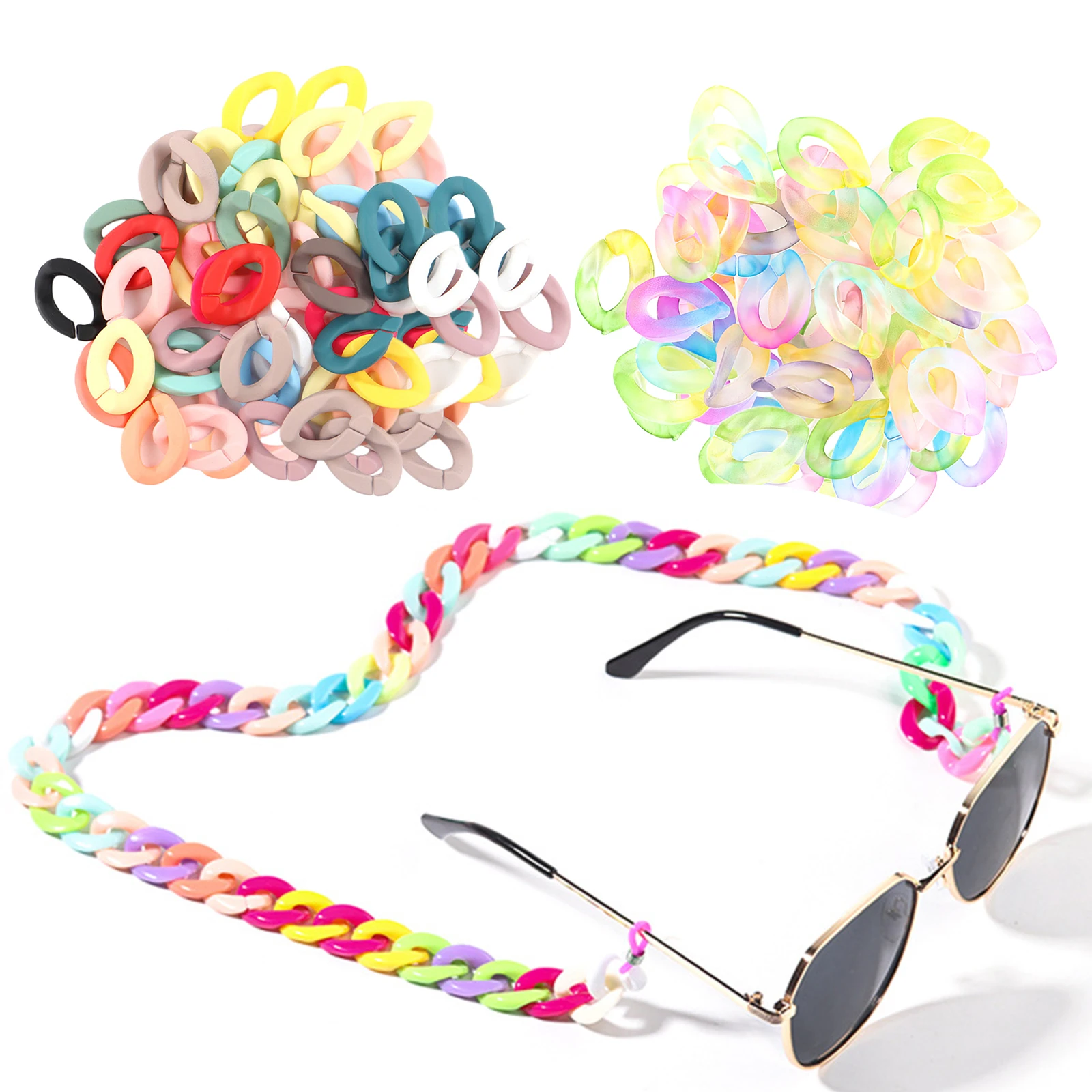 

50pcs Stylish Acrylic Chain Linking Rings Necklace Crafting Connector Assorted Beading Craft Supplies